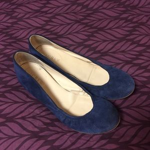 J. Crew Navy Suede Ballet Flats